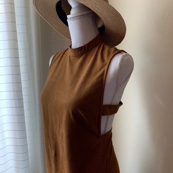 Guess Dresses & Skirts - [Guess] Sienna Faux Suede Cut Out Dress Camel